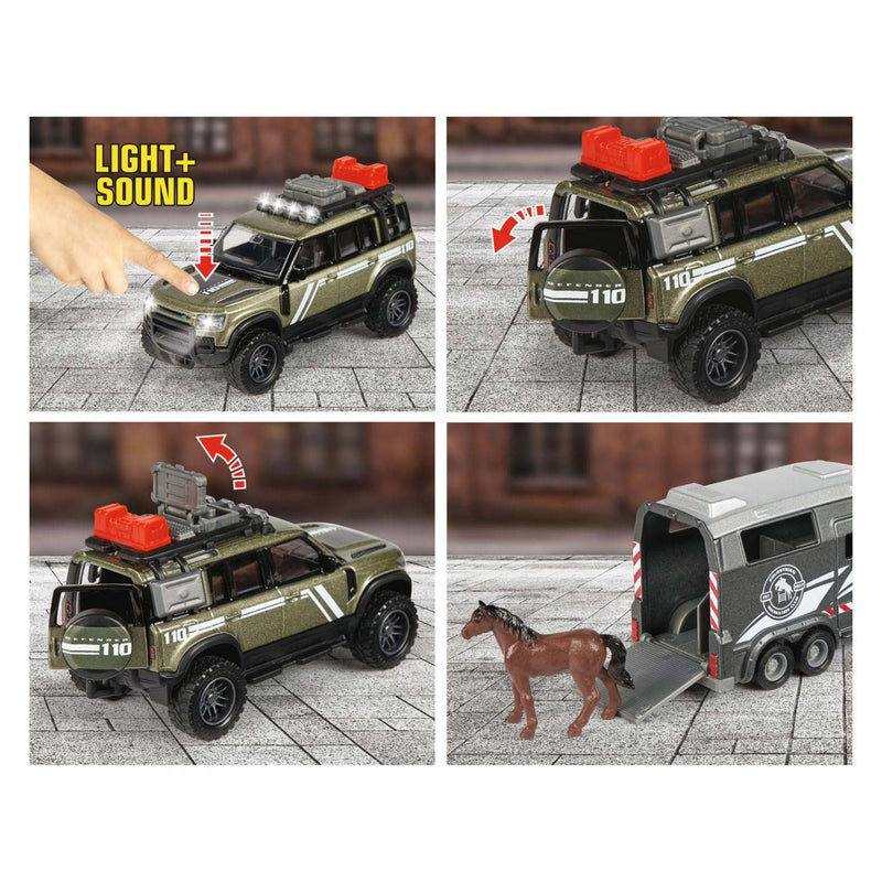 Afbeelding laden in galerijviewer, Majorette Land Rover met Paardentrailer

