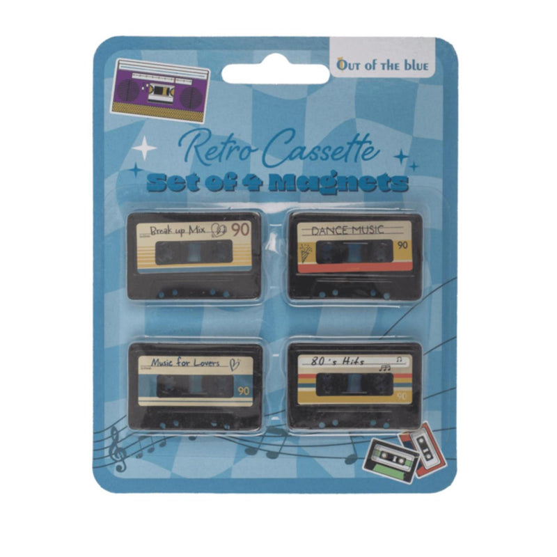 Afbeelding laden in galerijviewer, Ootb koelkastmagneten retro cassette 3x4,2cm set van 4 stuks
