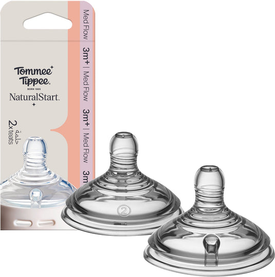 Tommee tippee natural start wide latch spenen - set van 2 medium flow flesspeen - 3m+