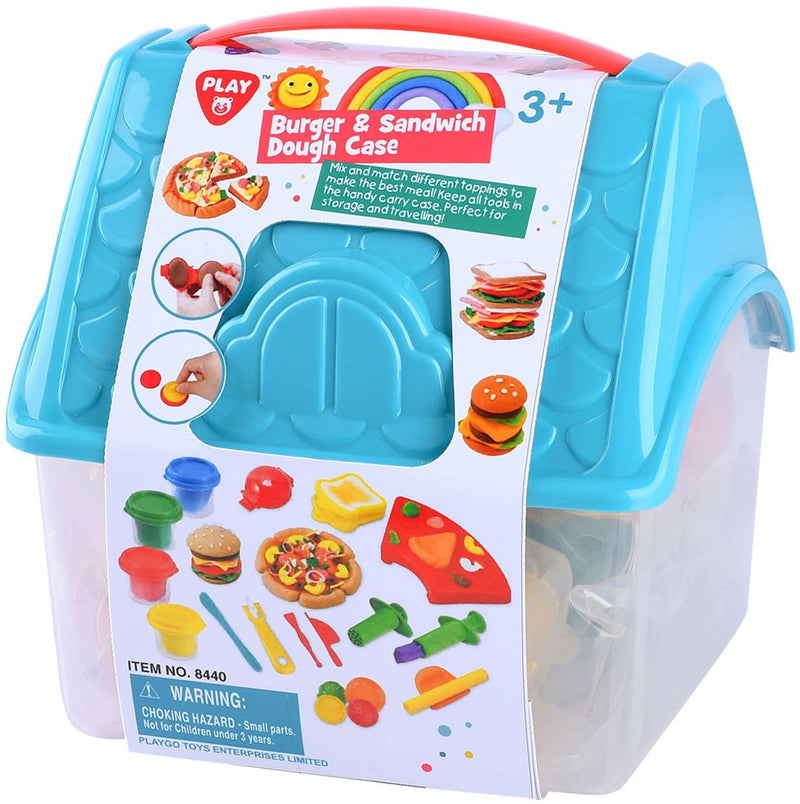 Afbeelding laden in galerijviewer, Play go hamburger en sandwich kleiset in opbergdoos - 4 kleipotjes
