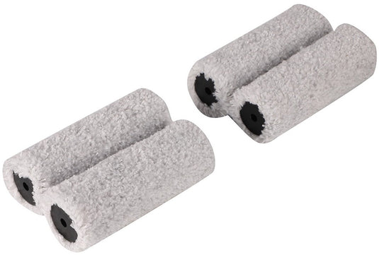 Copenhagen pro fingrey muurverfroller - 12 cm breed - 10 mm vachthoogte - dubbel dik - microvezelmix - polyester - geschikt voor gladde ondergronden - set van 4 - grijs