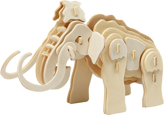 Creativ company 3d puzzel mammoet houten bouwpakket 19x8,5x11 cm.