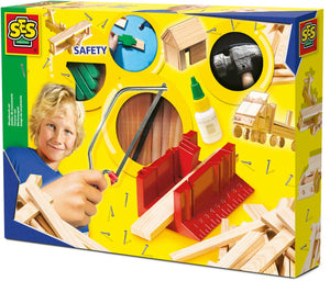 Ses creative timmerset luxe met zaag, hamer en verstekbak - voor jongens vanaf 5 jaar - timmerset kinderen - schoencadeautjes sinterklaas