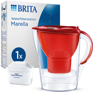 Brita - waterfilterkan - marella cool - 2,4l - rood - incl. 1 maxtra pro all-in-1 filterpatroon