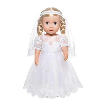 Heless poppenkleding trouwjurk meisjes 35-45 cm wit 3-delig