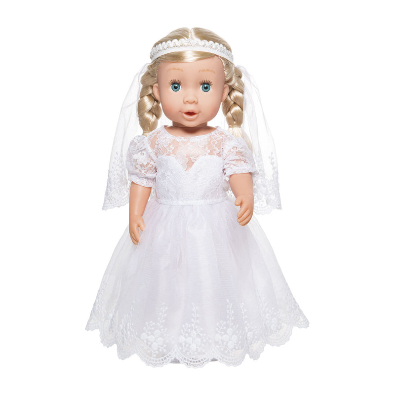 Afbeelding laden in galerijviewer, Heless poppenkleding trouwjurk meisjes 35-45 cm wit 3-delig
