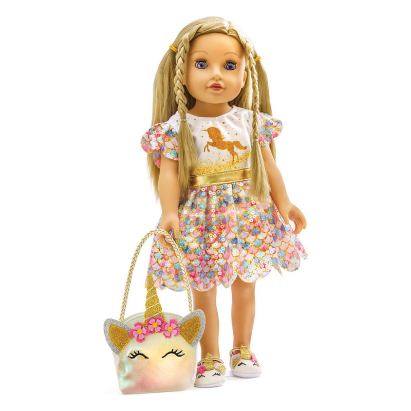 Afbeelding laden in galerijviewer, Heless pu-glitzerkleid einhorn goldy,gr.35-45cm

