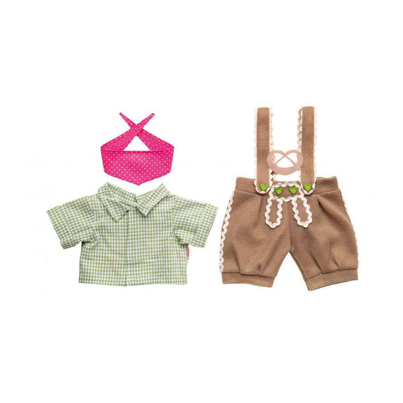 Afbeelding laden in galerijviewer, Heless poppenkleding lederhosen met overhemd en sjaal, 28-35 cm
