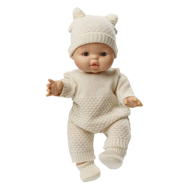Afbeelding laden in galerijviewer, Heless poppen brei overall ecru, 35-45 cm
