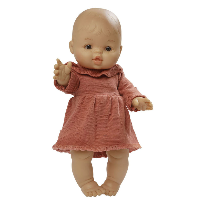 Afbeelding laden in galerijviewer, Heless poppen brei jurk perzik, 35-45 cm

