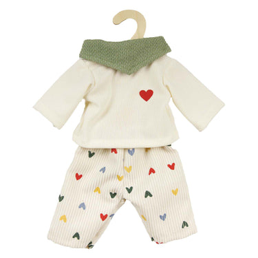 Heless poppen ribfluwelen broek hartjesconfetti, 28-35 cm