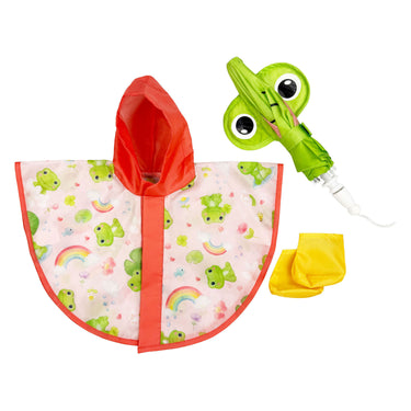 Heless regenpak voor poppen met regenjas, paraplu en laarzen - maat 28-35cm
