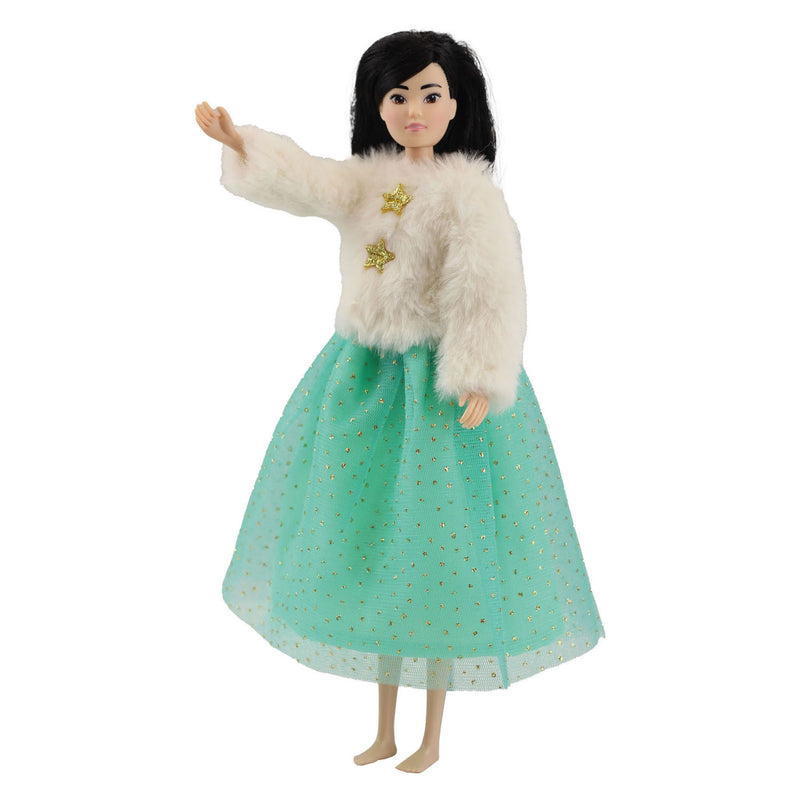 Afbeelding laden in galerijviewer, Heless pluche jasje yuki met tule rok voor modepoppen - 29cm
