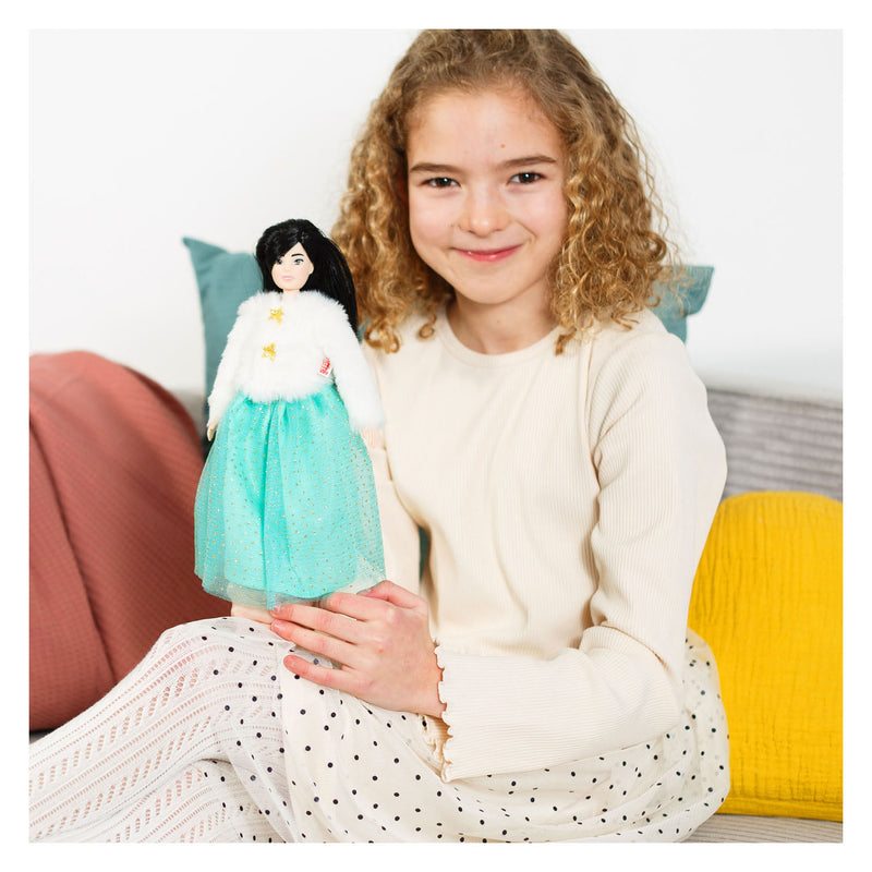Afbeelding laden in galerijviewer, Heless pluche jasje yuki met tule rok voor modepoppen - 29cm
