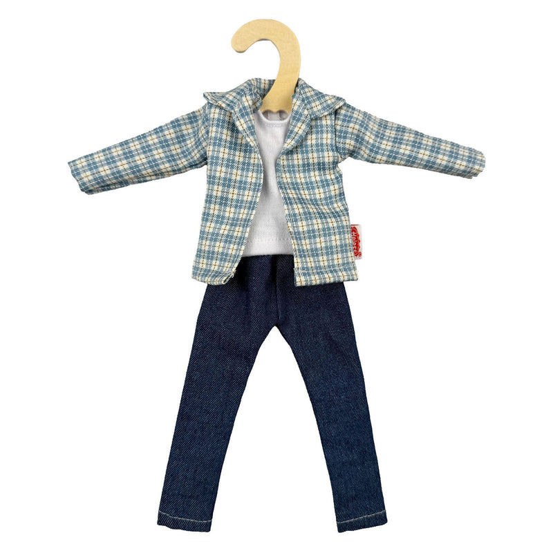 Afbeelding laden in galerijviewer, Heless geruit overhemd met jeans voor modepoppen - 29cm
