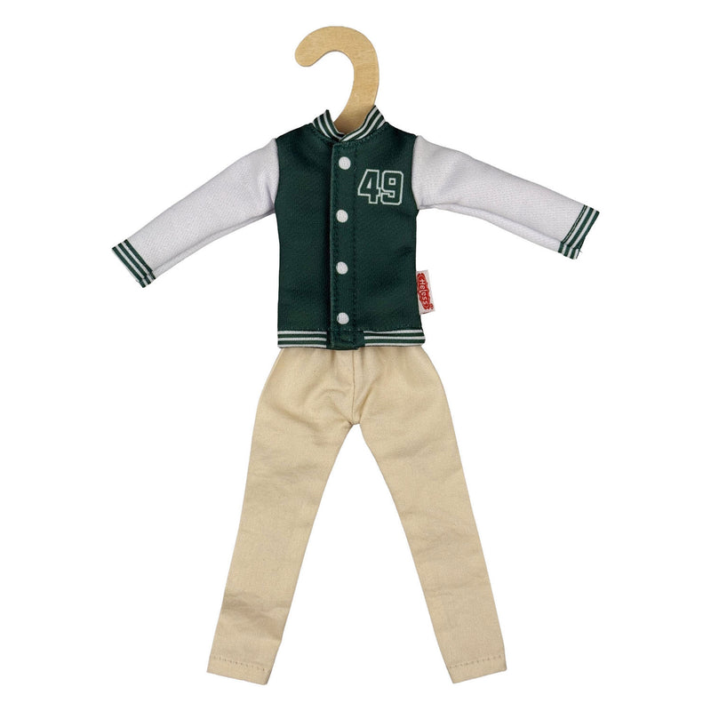 Afbeelding laden in galerijviewer, Heless varsity jack met broek voor modepoppen - 29cm
