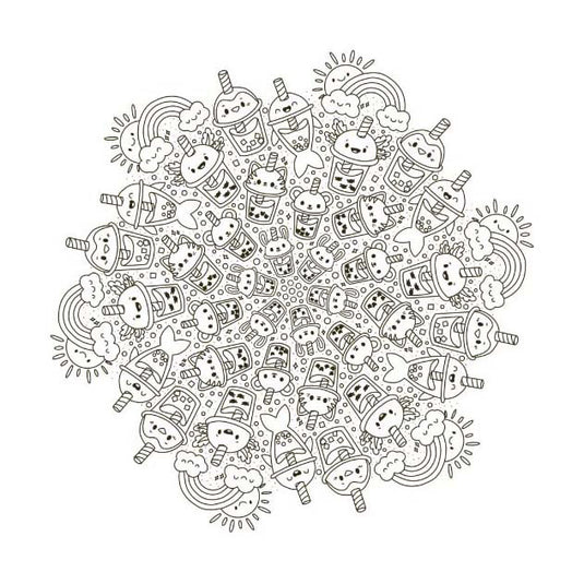 Deltas kawaii mandala kleurpret