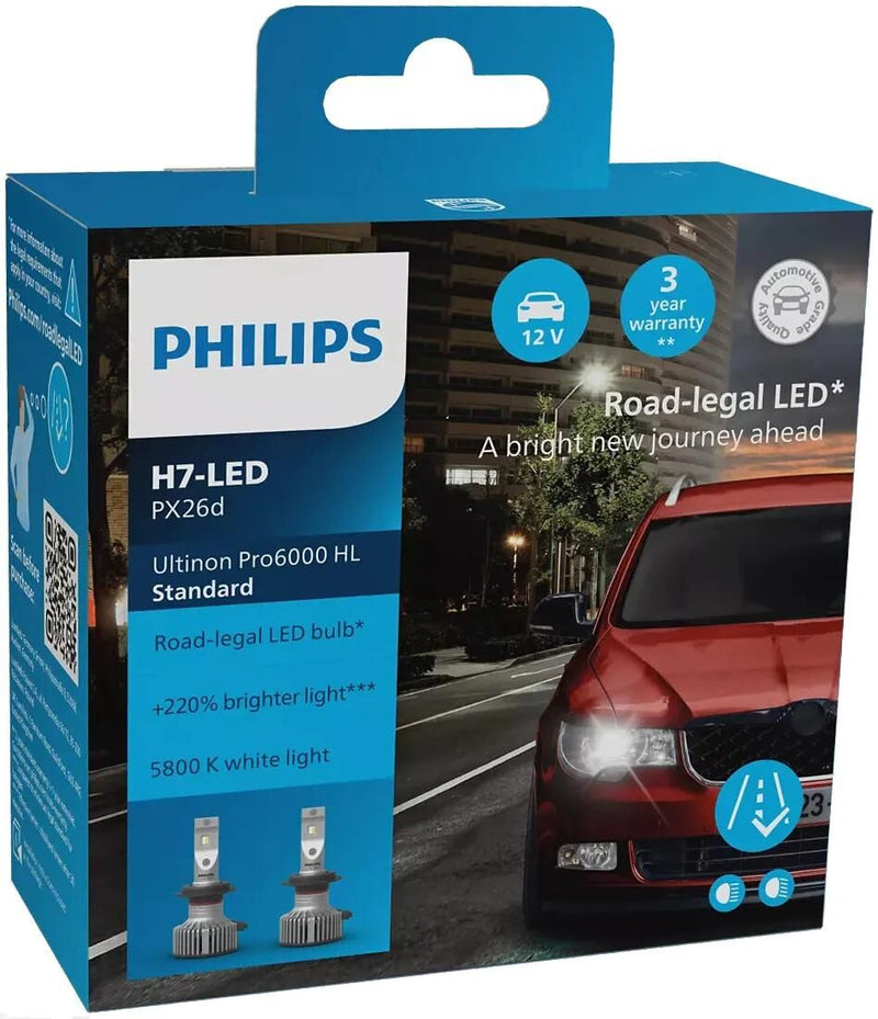 Afbeelding laden in galerijviewer, Philips hauptlampe ultinon pro6000 standard lamp set 12v h7 led stan ultinon pro6000
