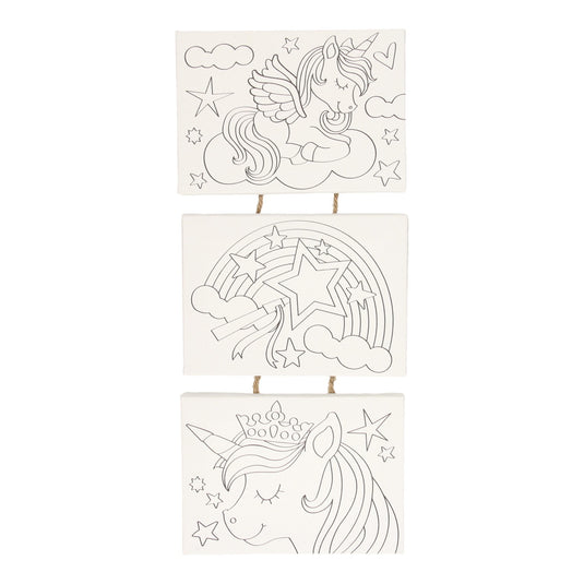 Wins holland canvas schilderset eenhoorn, set van 3 stuks.