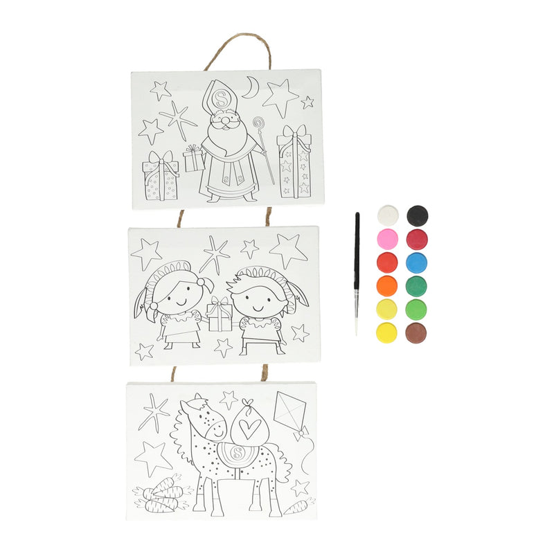 Afbeelding laden in galerijviewer, Wins holland canvas collage sinterklaas verfset, 3st.
