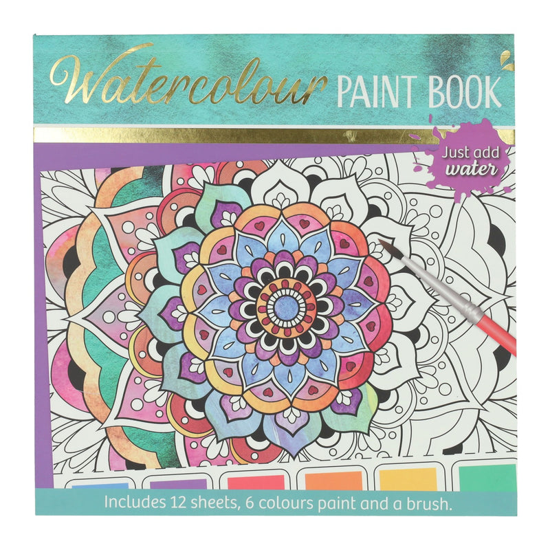 Afbeelding laden in galerijviewer, Wins holland waterverfkleurblok volwassenen - mandala's - incl penseel en 6 kleuren waterverf
