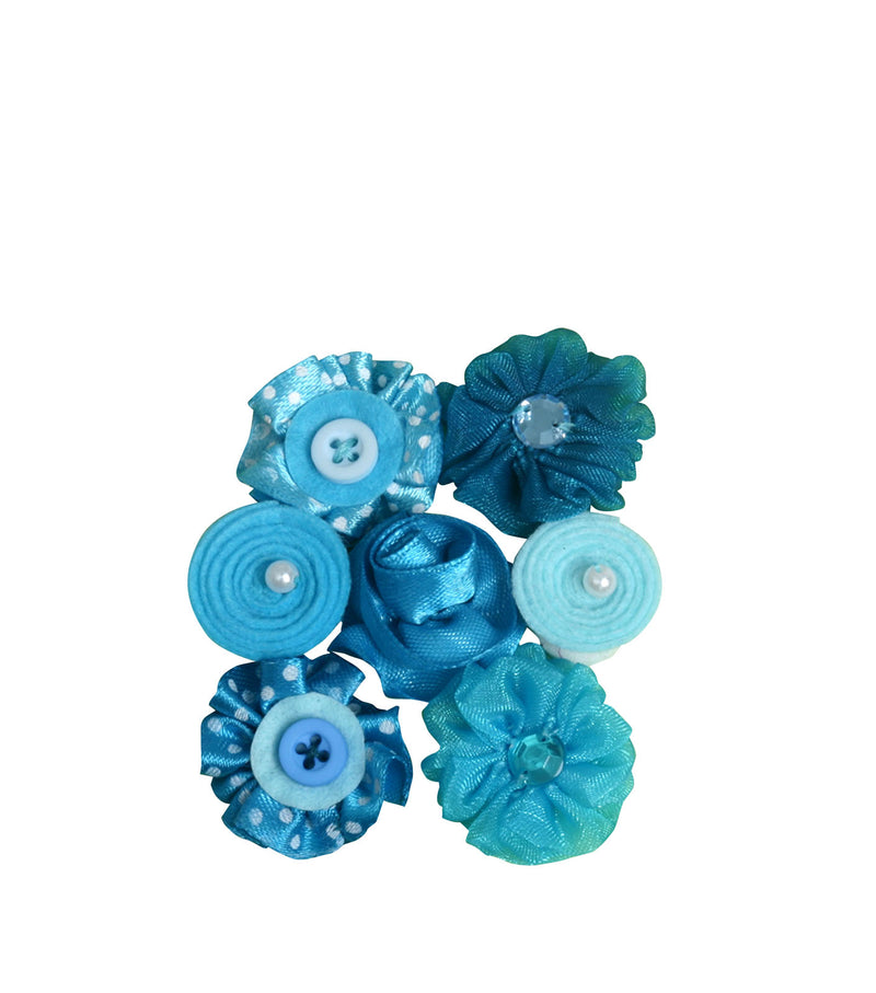 Afbeelding laden in galerijviewer, Petaloo • mini fabric flowers blues
