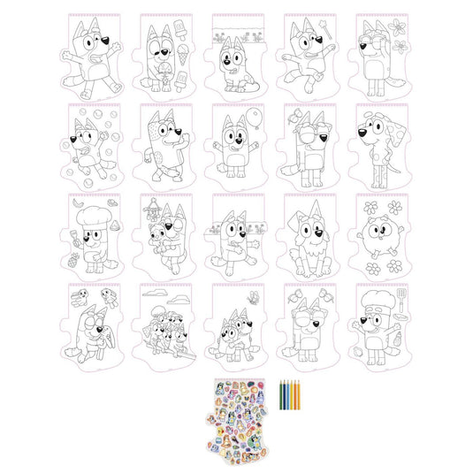 Moxy bluey vormen kleurblok, 20 vellen + 6 pencils