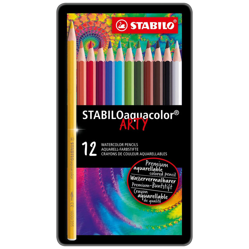 Afbeelding laden in galerijviewer, Stabilo 12 kleurpotloden aquacolor in metalen doosje
