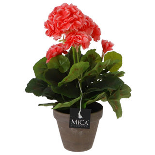 Afbeelding laden in galerijviewer, Edelman mica decorations kunstplant - geranium - perzik - in pot - 34 cm - nepplanten
