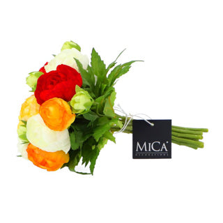 Mica decorations kunst boeket ranonkel oranje | 2 stuks