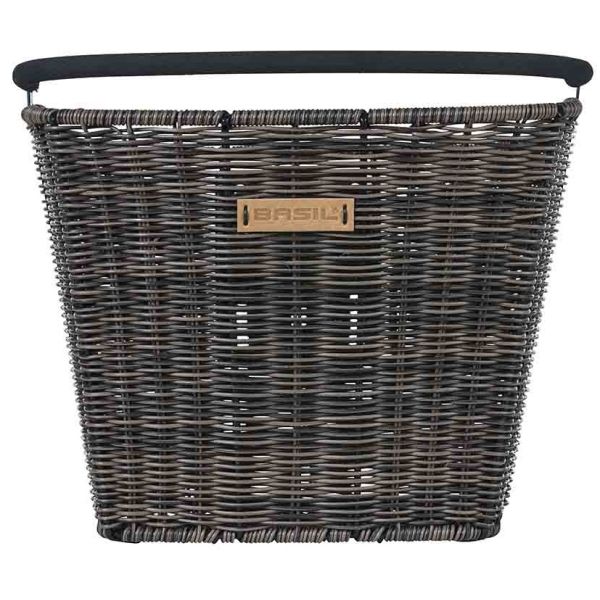 Afbeelding laden in galerijviewer, Basil Bremen Rattan Look KF - fietsmand - voorop - donkerbruin
