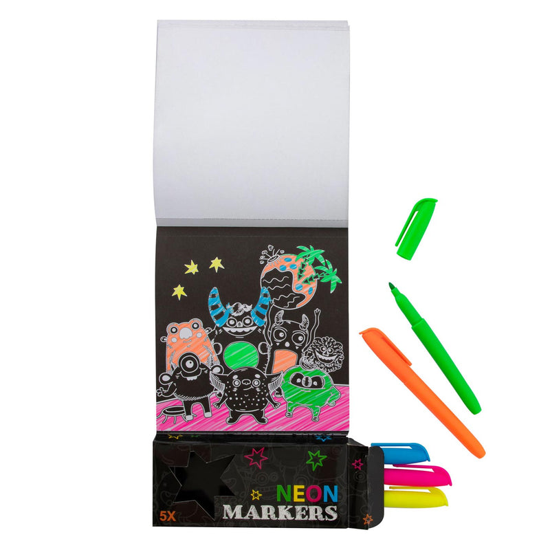 Afbeelding laden in galerijviewer, Grafix Kleurboek Neon met 5 Stiften Raket
