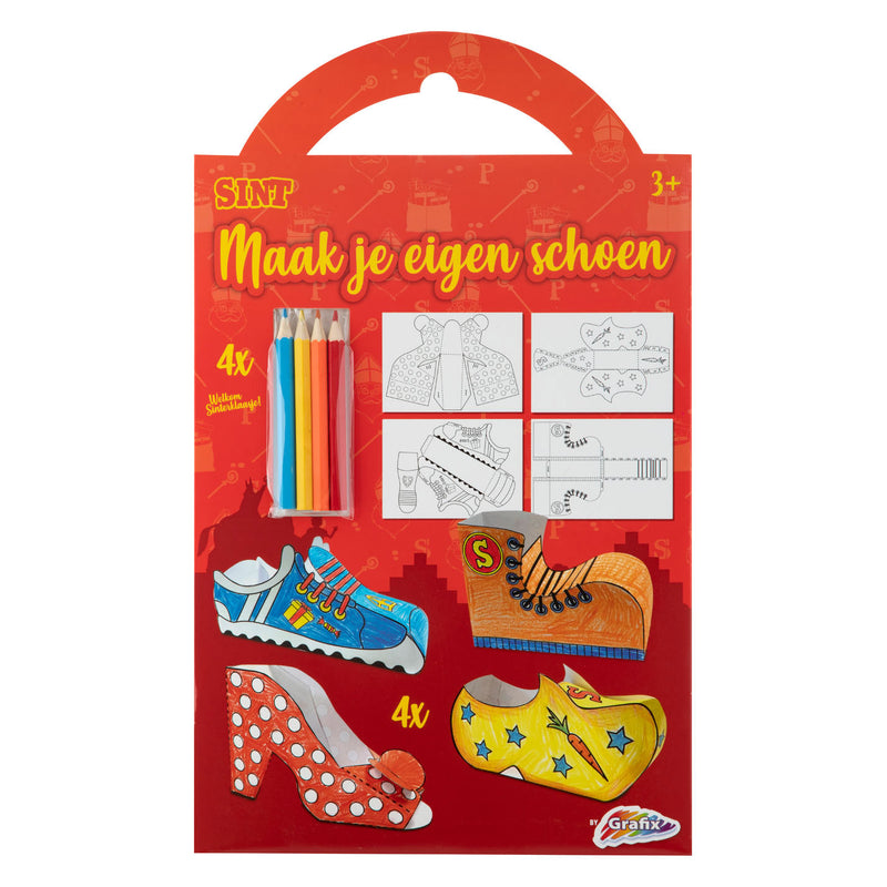 Afbeelding laden in galerijviewer, Grafix sinterklaas knutselset - maak je eigen schoen 4 designs + 4 potloden
