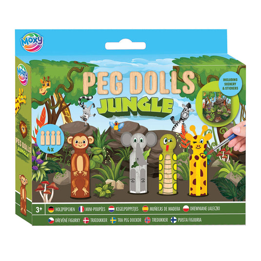 Creative craft group houten kegelpoppetjes knutselset - jungle