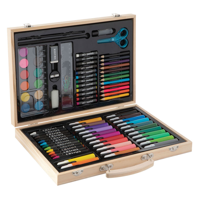 Afbeelding laden in galerijviewer, Grafix houten kleurkoffer fsc, 86dlg.
