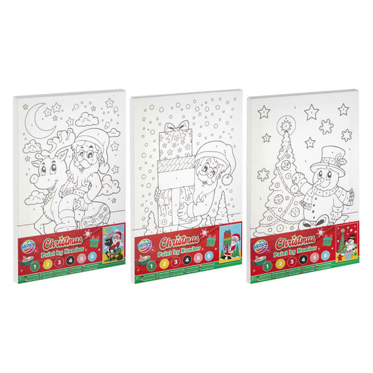 Creative craft group canvas schilderen op nummer kerstmis - incl 6 kleuren verf en penseel