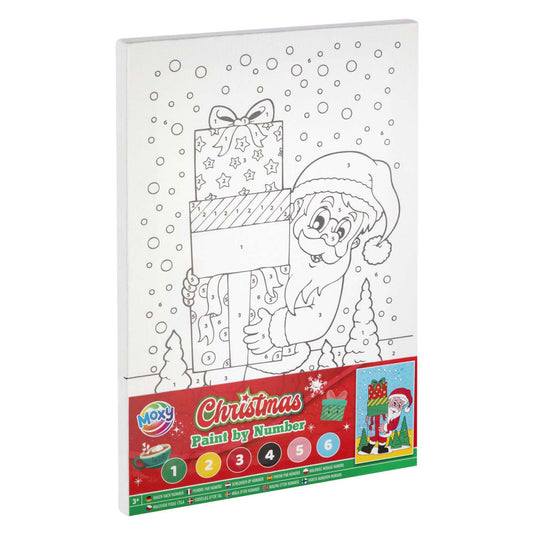 Creative craft group canvas schilderen op nummer kerstmis - incl 6 kleuren verf en penseel