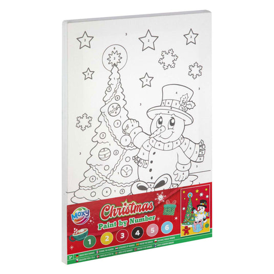 Creative craft group canvas schilderen op nummer kerstmis - incl 6 kleuren verf en penseel