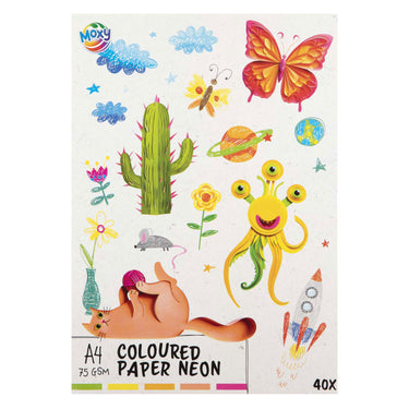 Creative craft group gekleurd papier fluor a4, 40 vellen 5 kleuren