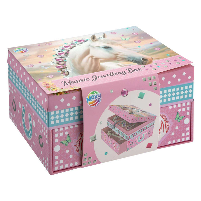 Afbeelding laden in galerijviewer, Moxy paarden juwelendoos mozaiek versieren - knutselset sieradendoos - creatief speelgoed meisjes vanaf 3 jaar - cadeautip home deco
