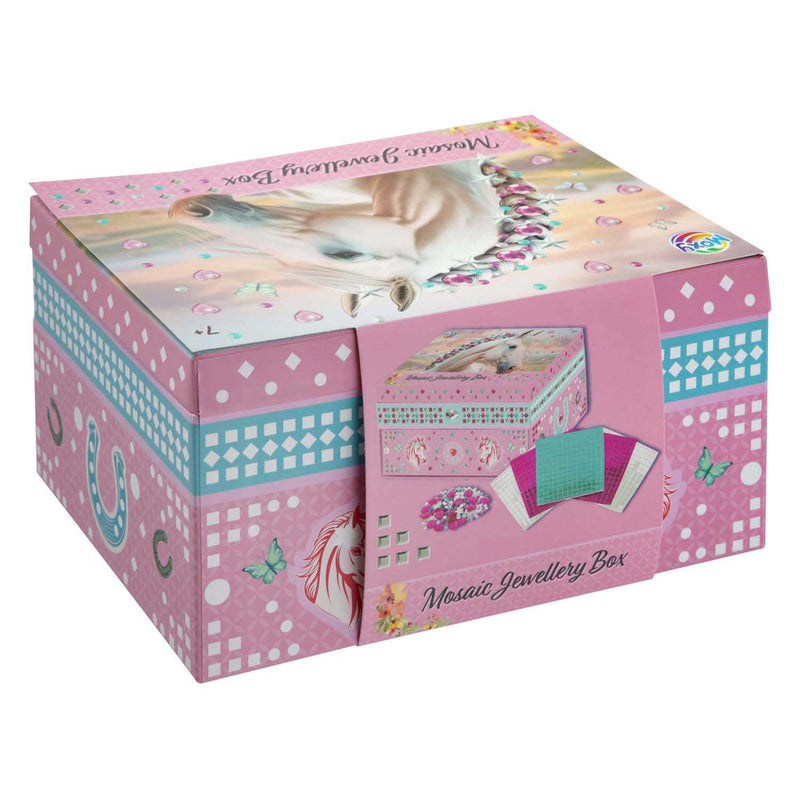 Afbeelding laden in galerijviewer, Moxy paarden juwelendoos mozaiek versieren - knutselset sieradendoos - creatief speelgoed meisjes vanaf 3 jaar - cadeautip home deco
