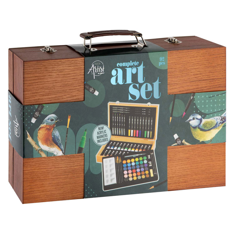 Afbeelding laden in galerijviewer, Creative craft group luxe houten tekenkoffer - 92-delig
