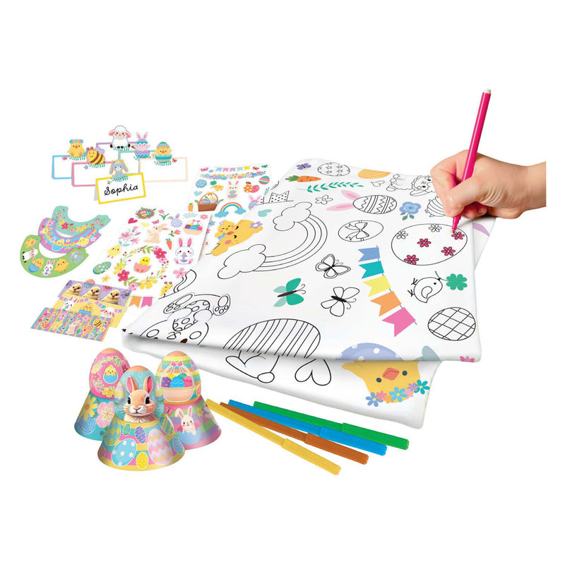 Afbeelding laden in galerijviewer, Creative craft group kleur je eigen pasen tafelkleed, eierdopjes en naambordjes
