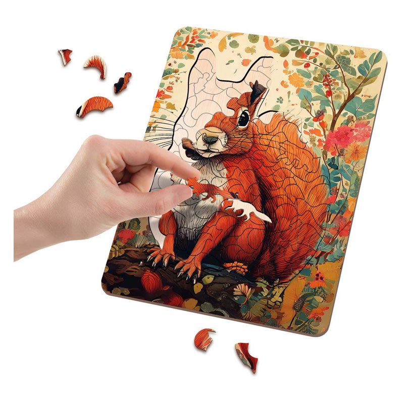 Afbeelding laden in galerijviewer, Moxy houten puzzel squirrel unieke vormen, 130pcs
