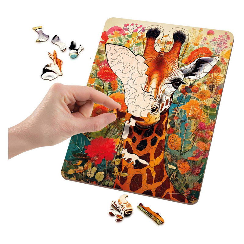 Afbeelding laden in galerijviewer, Moxy houten puzzel giraffe unieke vormen, 130pcs
