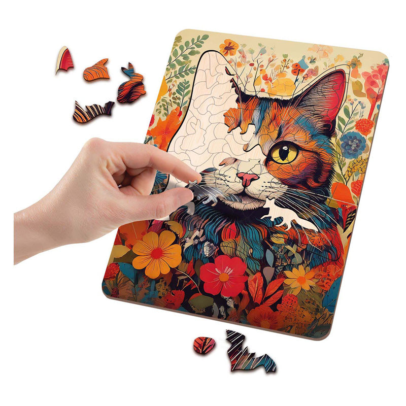 Afbeelding laden in galerijviewer, Moxy houten puzzel cat unieke vormen, 130pcs
