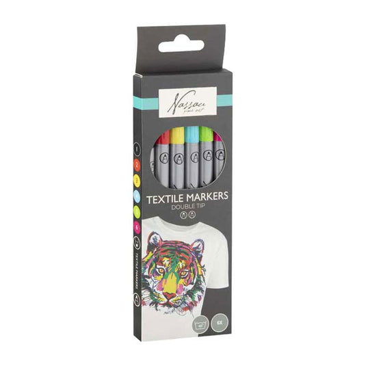 Creative craft group nassau textiel dual markers - 6st.