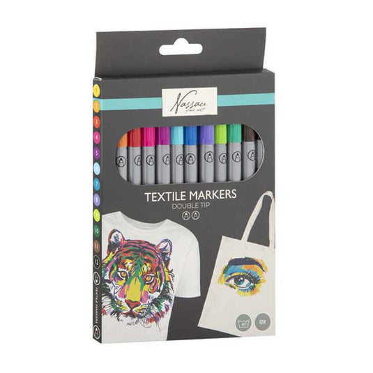 Merkloos sans marque textiel markers | 2-zijdig | 12 stuks