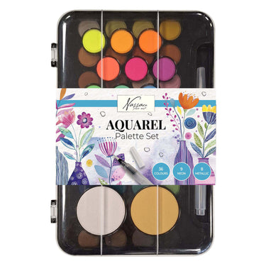 Creative craft group nassau aquarel verfset met palet - 36 kleuren