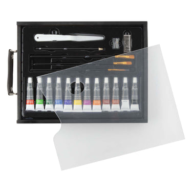 Creative craft group nassau zwarte houten koffer acryl set - 21dlg.